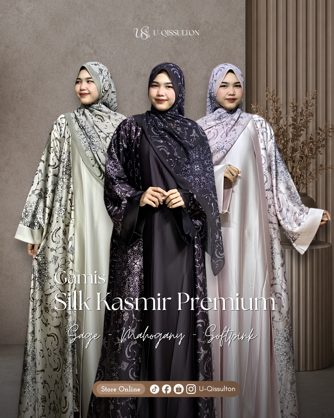 Gamis Abaya Silk Khasmir Series Satu Set Pashmina