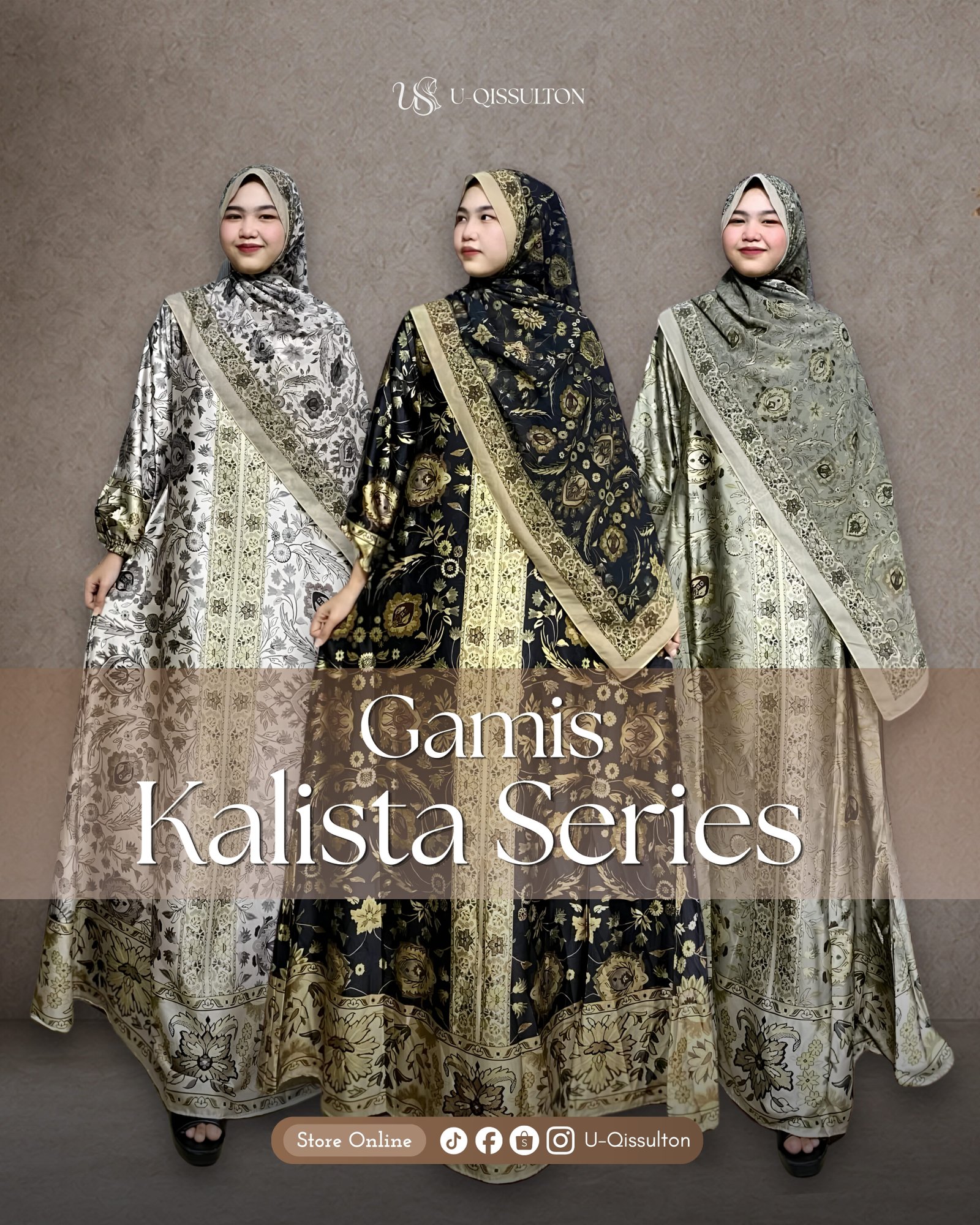 Gamis Kalista Series Satu Set Pashmina