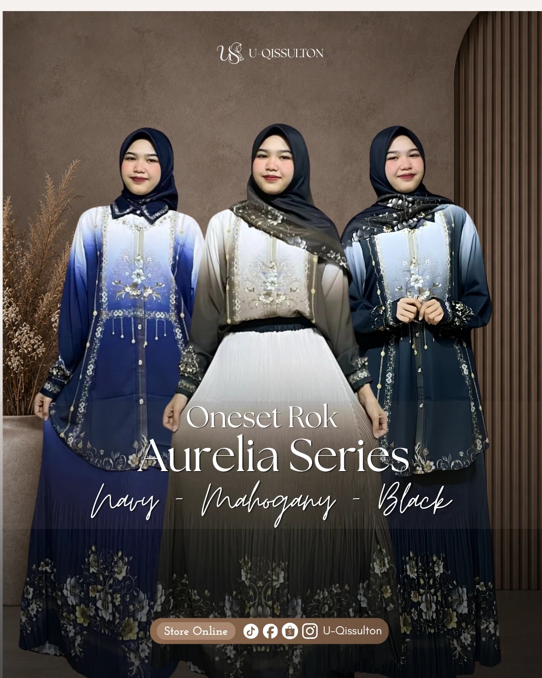 Oneset Rok Aurelia Series Satu Set Hijab