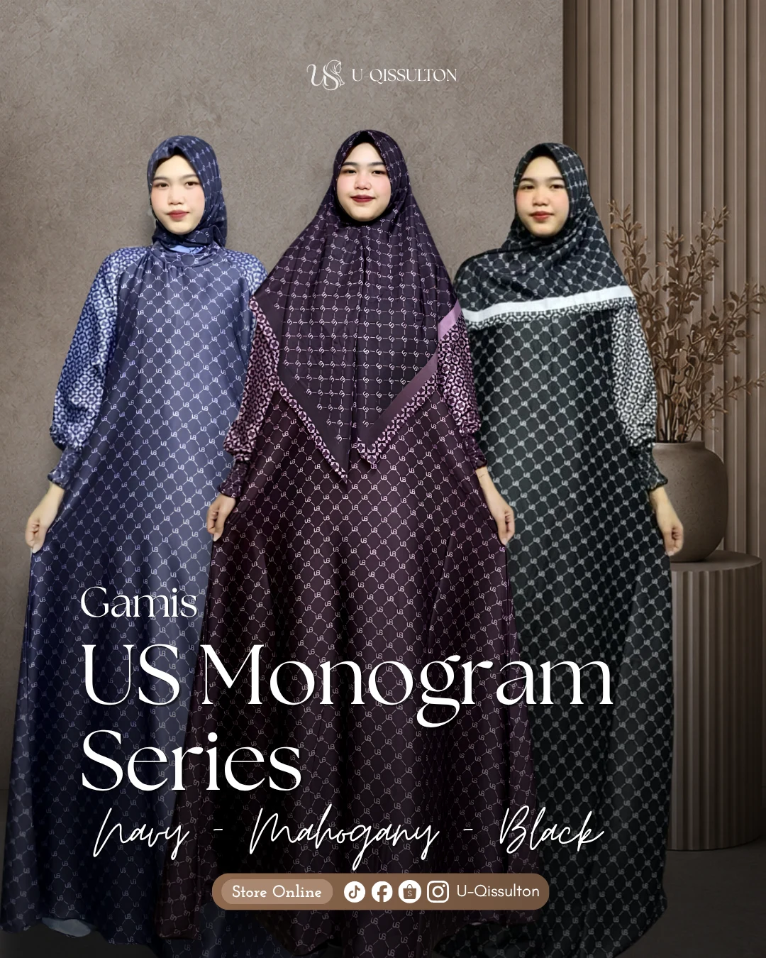 Gamis US Monogram Series Satu Set Hijab